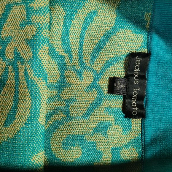 Jealous Tomato Pencil Skirt. Sz small. Turquoise and yellow. - Picture 4 of 4